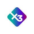 X3 unit icon. X3 monogram with multicolor