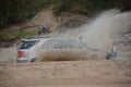 4x4 vehicle driving through Limpopo riverbed.