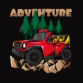 4x4 vehicle off road adventure illustration for t-shirt design and print