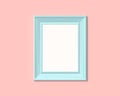 3x4 Vertical Portrait picture frame mockup. Realisitc paper, wooden or plastic blue blank for photographs. Isolated poster frame Royalty Free Stock Photo