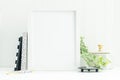 8x10 white frame mockup with black and white accessories