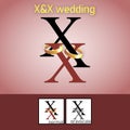 X and X Letter With Wedding Ring Logo. - Vector Royalty Free Stock Photo