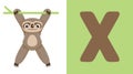 X is for Xenarthra. Letter X. Xenarthra, cute illustration. Animal alphabet. Royalty Free Stock Photo