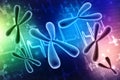 Concept of biochemistry X and Y chromosomes. 3d render