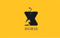 X yellow black horse alphabet letter logo icon with stallion shape inside. Creative design for business and company Royalty Free Stock Photo