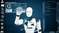 XAI Futuristic robot, artificial intelligence CGI big data analytics and programming Royalty Free Stock Photo
