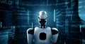 XAI Futuristic robot artificial intelligence huminoid AI programming coding Royalty Free Stock Photo