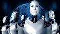XAI 3D rendering of robot hominoid group