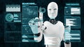 XAI Futuristic robot, artificial intelligence CGI big data analytics and programming Royalty Free Stock Photo