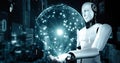 XAI Futuristic robot artificial intelligence huminoid AI programming coding Royalty Free Stock Photo