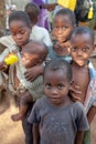 Group shot of young boys eager to have their portrait made by an Australian doing mission work