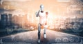 XAI Running robot humanoid showing fast movement and vital energy Royalty Free Stock Photo