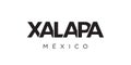 Xalapa in the Mexico emblem. The design features a geometric style, vector illustration with bold typography in a modern font. The