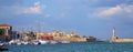 Xania, Crete, Greece October 01 2018 Panoramic view of the Venetian harbor Royalty Free Stock Photo