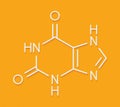 Xanthine purine base molecule. Skeletal formula.