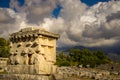 Xanthos ancient city. Grave monument and the ruins of ancient city of Xanthos - Letoon Xantos, Xhantos, Xanths in Turkey Royalty Free Stock Photo