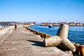 Xaver storm tetrapod at Darlowko port entrance Royalty Free Stock Photo