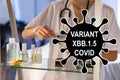 XBB.1.5. Variant Kraken. New variant of the SARS-CoV-2 coronavirus. Subvariant of Omicron. Design horizontal.