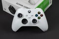 Xbox Series S game controller and box - 30 August, 2023 - Dnipro, Ukraine