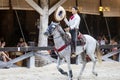 Xcaret, Mexico - December 19, 2022 - Horseman also known as Mexican charro in a magnificent exhibition of movements horse