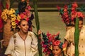 Xcaret, Mexico - January 26, 2023: Mexican women performing in a multicultural show at Xcaret Park in the middle of the tropical