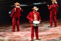 Xcaret, Mexico - January 29, 2023 - Musician playing the drum at the Xcaret park in the Mayan Riviera in Mexico, in their nightly