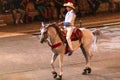 Xcaret, Mexico - January 29, 2023 - Rider of the equestrian show at Xcaret Park in Mexico, in the tropical jungle.