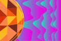 Abstract background composition of curvy shapes texture and lowpoly pattern in circular frame