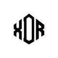 XDR letter logo design with polygon shape. XDR polygon and cube shape logo design. XDR hexagon vector logo template white and Royalty Free Stock Photo