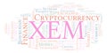 XEM or NEM cryptocurrency coin word cloud. Royalty Free Stock Photo