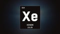 Xenon as Element 54 of the Periodic Table 3D illustration on grey background