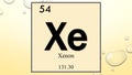 Xenon chemical element symbol on yellow bubble background