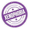 XENOPHOBIA text on violet indigo round grungy stamp