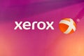 Xerox logo on booth during CEE 2017 in Kiev, Ukraine