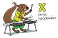 Xerus xylophonist Animals ABC for kids. Alphabet X