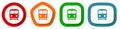 Railway, train, subway, transportation vector icon set, flat design buttons on white background Royalty Free Stock Photo