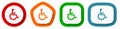 Set of flat design vector wheelchair icons, disabled symbol illustration in eps 10 Royalty Free Stock Photo