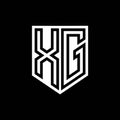 XG Logo monogram shield geometric black line inside white shield color design