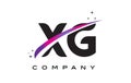 XG X G Black Letter Logo Design with Purple Magenta Swoosh