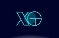 xg x g blue line circle alphabet letter logo icon template vector design