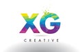 XG X G Colorful Letter Origami Triangles Design Vector.