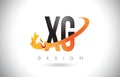 XG X G Letter Logo with Fire Flames Design and Orange Swoosh.
