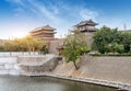 Ancient city wall and moat in Xi`an, China Royalty Free Stock Photo