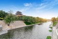 Ancient city wall and moat in Xi`an, China Royalty Free Stock Photo