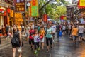 XI'AN, CHINA - AUGUST 5, 2018: Crowded street in the Muslim Quarter of Xi'an, Chi