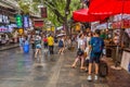 XI'AN, CHINA - AUGUST 6, 2018: Crowded street in the Muslim Quarter of Xi'an, Chi