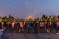 XI'AN, CHINA - AUGUST 5, 2018: Crowds of people in front of the Big Wild Goose Pagoda in Xi'an, Chi Royalty Free Stock Photo