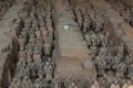 XI& x27;AN, CHINA - AUGUST 6, 2018: Rows of the Army of Terracotta Warriors near Xi& x27;an, Shaanxi province, Chi