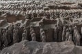 XI& x27;AN, CHINA - AUGUST 6, 2018: Soldier sculptures in the Pit 1 of the Army of Terracotta Warriors near Xi& x27;an, Shaanxi Royalty Free Stock Photo