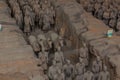 XI& x27;AN, CHINA - AUGUST 6, 2018: Soldiers with horses in the Pit 1 of the Army of Terracotta Warriors near Xi& x27;an, Shaanxi Royalty Free Stock Photo